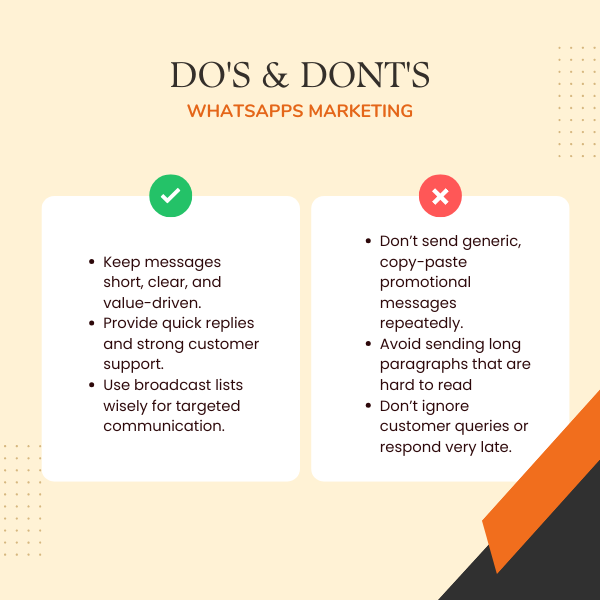 WhatsApp marketing do don't in table form